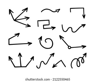 Vector set of hand-drawn arrows, elements for presentation