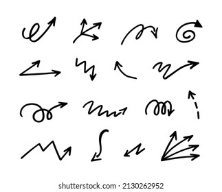 Vector set of hand-drawn arrows, elements for presentation