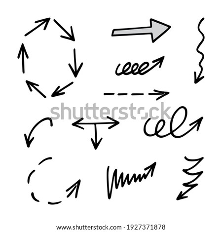 Vector set of hand-drawn arrows, elements for presentation