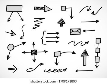 vector set of hand-drawn arrows, scheme, diagram, infographics
