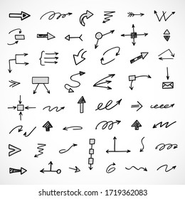 vector set of hand-drawn arrows, scheme, diagram, infographics, elements for presentation