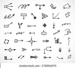 vector set of hand-drawn arrows, scheme, diagram, infographics, elements for presentation