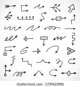 vector set of hand-drawn arrows, scheme, diagram, infographics, elements for presentation
