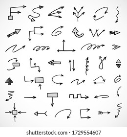 vector set of hand-drawn arrows, scheme, diagram, infographics, elements for presentation