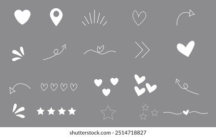 Vector set of hand-drawn cartoony expression sign for use.