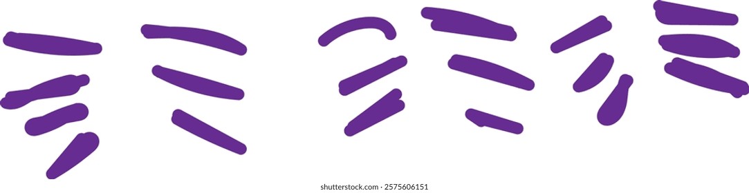 Vector set of hand-drawn cartoony expression sign doodle, curve directional arrows, emoticon effects design elements, cartoon character emotion symbols, cute decorative brush stroke lines.
