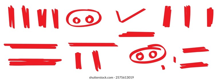Vector set of hand-drawn cartoony expression sign doodle, curve directional arrows, emoticon effects design elements, cartoon character emotion symbols, cute decorative brush stroke lines.