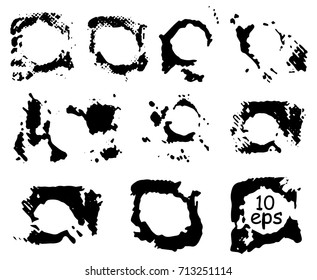 Vector set of hand-drawn circles in grunge style on a white background. Vector  logo, cirles elements dising.