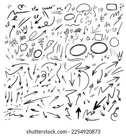 Vektorset handgezeichnet süße Karikaturenausdruckzeichen doodle Linie strokeemoticon Effekte Design Elemente, Cartoon Charakter Emotion Symbole,
