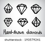 vector set of hand-drawn diamond icons, logos isolated