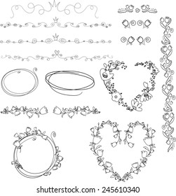 Vector set of hand-drawn elements