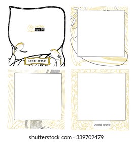 Vector set of hand-drawn frames. Art nouveau style.