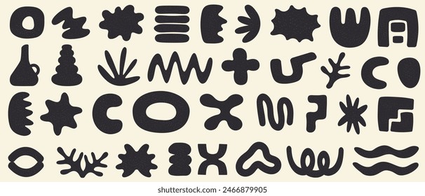 Vector set of hand-drawn geometric shapes. Organic shapes, liquid form. Design elements