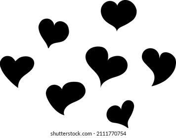 Vector set of hand-drawn hearts on a white background.
