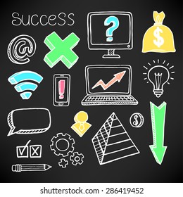 vector set of hand-drawn icons on black background