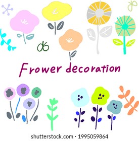 Vector set of hand-drawn illustrations of Scandinavian style flowers