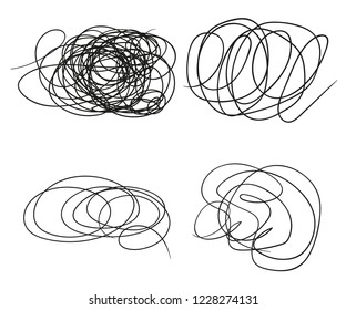 Vector set of hand-drawn scribble line shape. Sketch style Doodle. Vector elements isolated on light background.