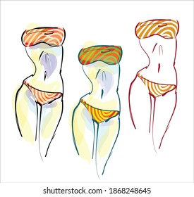 
 
VECTOR set handmade fashion Background with the beautiful young girl in bikini for design 