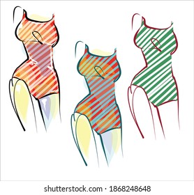 
 
VECTOR set handmade fashion Background with the beautiful young girl in bikini for design 