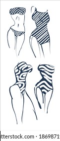 
 
VECTOR set handmade fashion Background with the beautiful young girl in bikini for design 