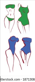 
 
VECTOR set handmade fashion Background with the beautiful young girl in bikini for design 