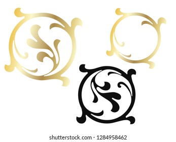 Vector set of hand-painted vintage baroque ornament. Retro pattern antique style acanthus