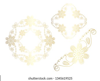 Vector  set of hand-painted vintage baroque ornament. Retro pattern antique style acanthus. Indian oriental pattern