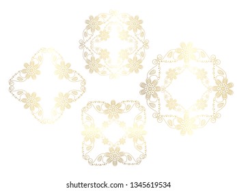 Vector  set of hand-painted vintage baroque ornament. Retro pattern antique style acanthus. Indian oriental pattern