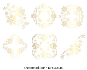 Vector  set of hand-painted vintage baroque ornament. Retro pattern antique style acanthus. Indian oriental pattern