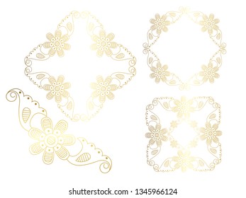 Vector  set of hand-painted vintage baroque ornament. Retro pattern antique style acanthus. Indian oriental pattern