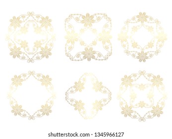 Vector  set of hand-painted vintage baroque ornament. Retro pattern antique style acanthus. Indian oriental pattern