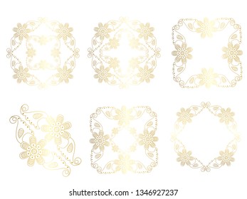 Vector  set of hand-painted vintage baroque ornament. Retro pattern antique style acanthus. Indian oriental pattern