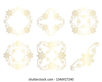Vector  set of hand-painted vintage baroque ornament. Retro pattern antique style acanthus. Indian oriental pattern