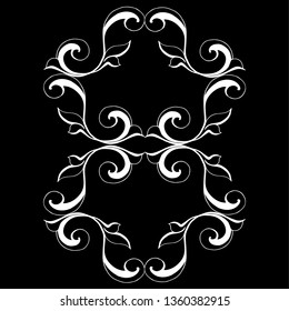 Vector set of hand-painted vintage baroque ornament. Retro pattern antique style acanthus