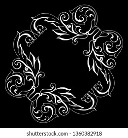 Vector set of hand-painted vintage baroque ornament. Retro pattern antique style acanthus