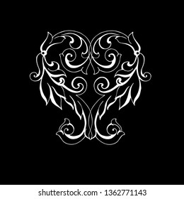 Vector set of hand-painted vintage baroque ornament. Retro pattern antique style acanthus
