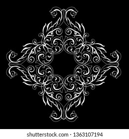 Vector set of hand-painted vintage baroque ornament. Retro pattern antique style acanthus