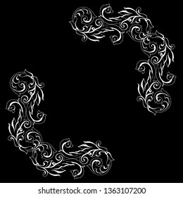 Vector set of hand-painted vintage baroque ornament. Retro pattern antique style acanthus