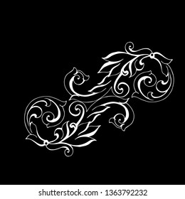 Vector set of hand-painted vintage baroque ornament. Retro pattern antique style acanthus