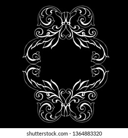 Vector set of hand-painted vintage baroque ornament. Retro pattern antique style acanthus