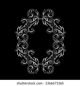 Vector set of hand-painted vintage baroque ornament. Retro pattern antique style acanthus