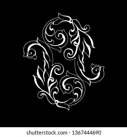 Vector set of hand-painted vintage baroque ornament. Retro pattern antique style acanthus