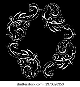Vector set of hand-painted vintage baroque ornament. Retro pattern antique style acanthus