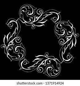Vector set of hand-painted vintage baroque ornament. Retro pattern antique style acanthus