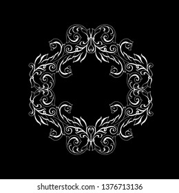 Vector set of hand-painted vintage baroque ornament. Retro pattern antique style acanthus