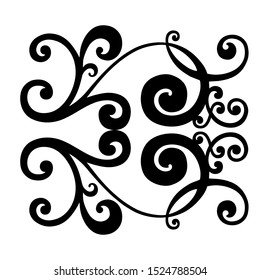 Vector set of hand-painted vintage baroque ornament. Retro pattern antique style acanthus