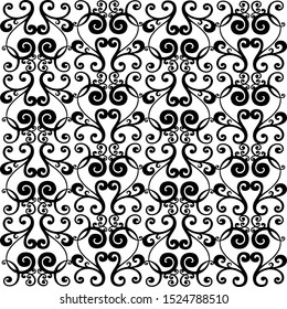 Vector set of hand-painted vintage baroque ornament. Retro pattern antique style acanthus. Seamless pattern