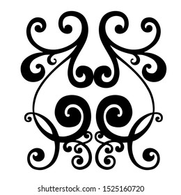 Vector set of hand-painted vintage baroque ornament. Retro pattern antique style acanthus