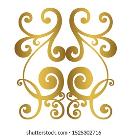 Vector set of hand-painted vintage baroque ornament. Retro pattern antique style acanthus