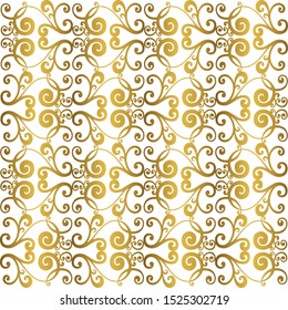 Vector set of hand-painted vintage baroque ornament. Retro pattern antique style acanthus. Seamless pattern